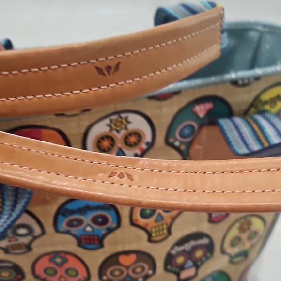 Consuela Tan Shoulder Bag with Whimsical Skull Pattern - Picture 5 of 5